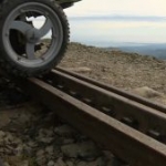 Mount Snowdon - navigating the wheel-chair over the tracks